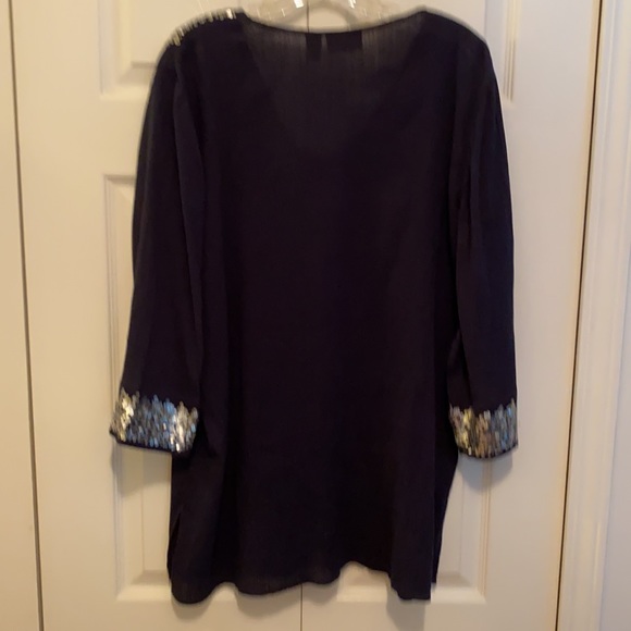 CHICO’S Navy Top Trimmed w/ Sequins, NWO Tags,  XL - Picture 5 of 10
